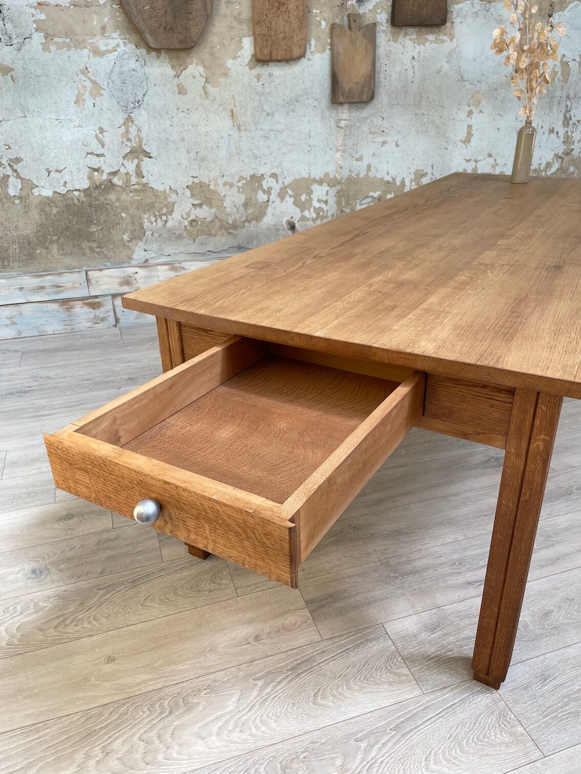 Solid oak dining table