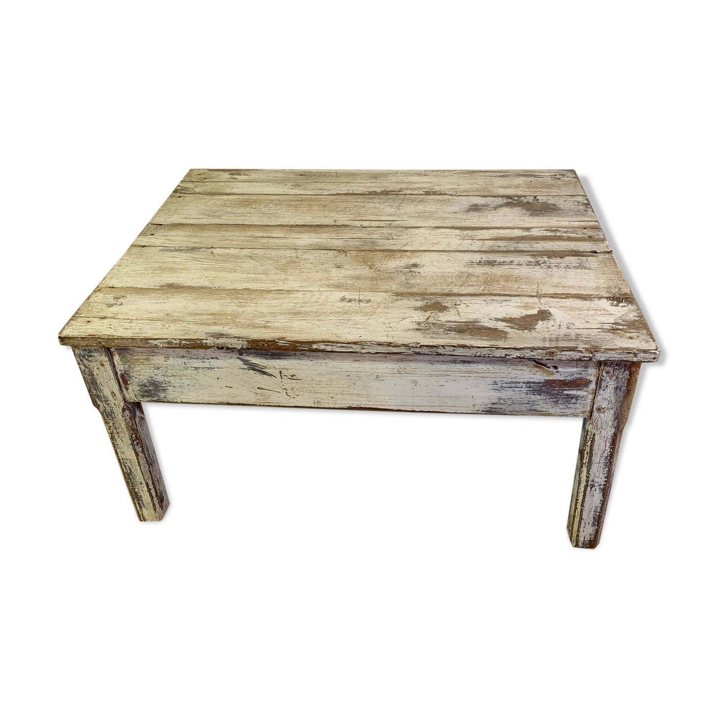 White patinated wooden coffee table