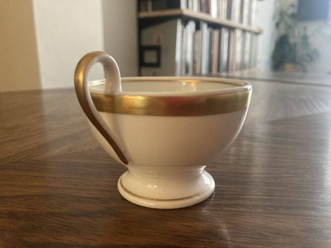 Trois tasses thé café blanc et or porcelaine de Paris Empire 19e siècle