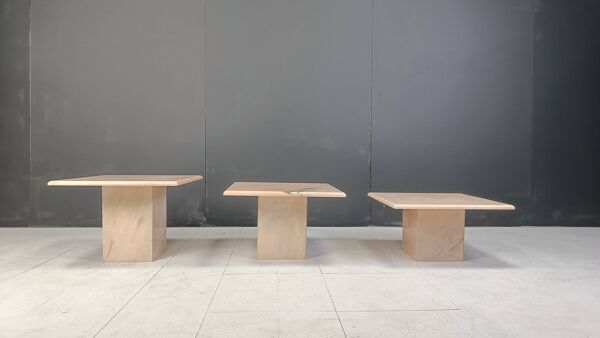 Tables gigognes ou tables d'appoint vintage en marbre, années 1970
