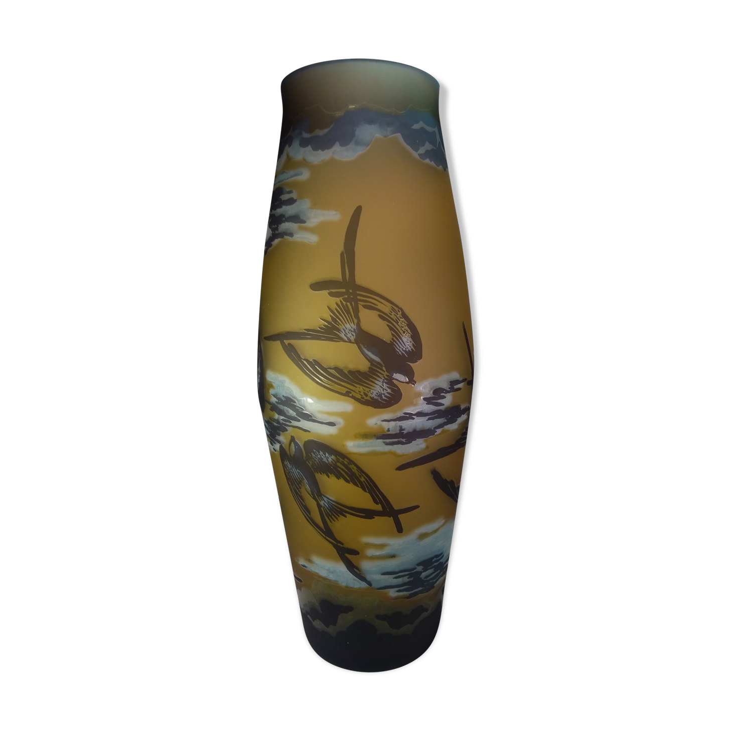 Multi-layered art nouveau glass vase