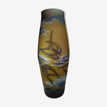 Multi-layered art nouveau glass vase