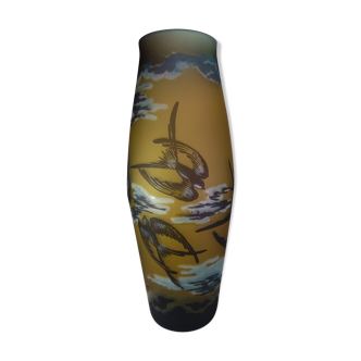 Multi-layered art nouveau glass vase