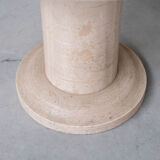 Travertine italian mid-century circular dining table