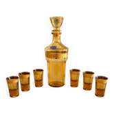 Italian liqueur service in amber and gold glass