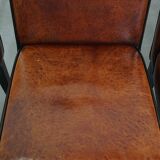 Luxury set of 4 comfortable dining chairs made of sheepskin leather