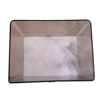 Rectangular piece of furniture or smoked plexiglass coffee table by Michel Dumas.