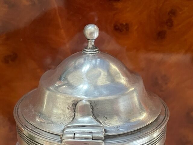 Solid silver and crystal mustard, early nineteenth century.