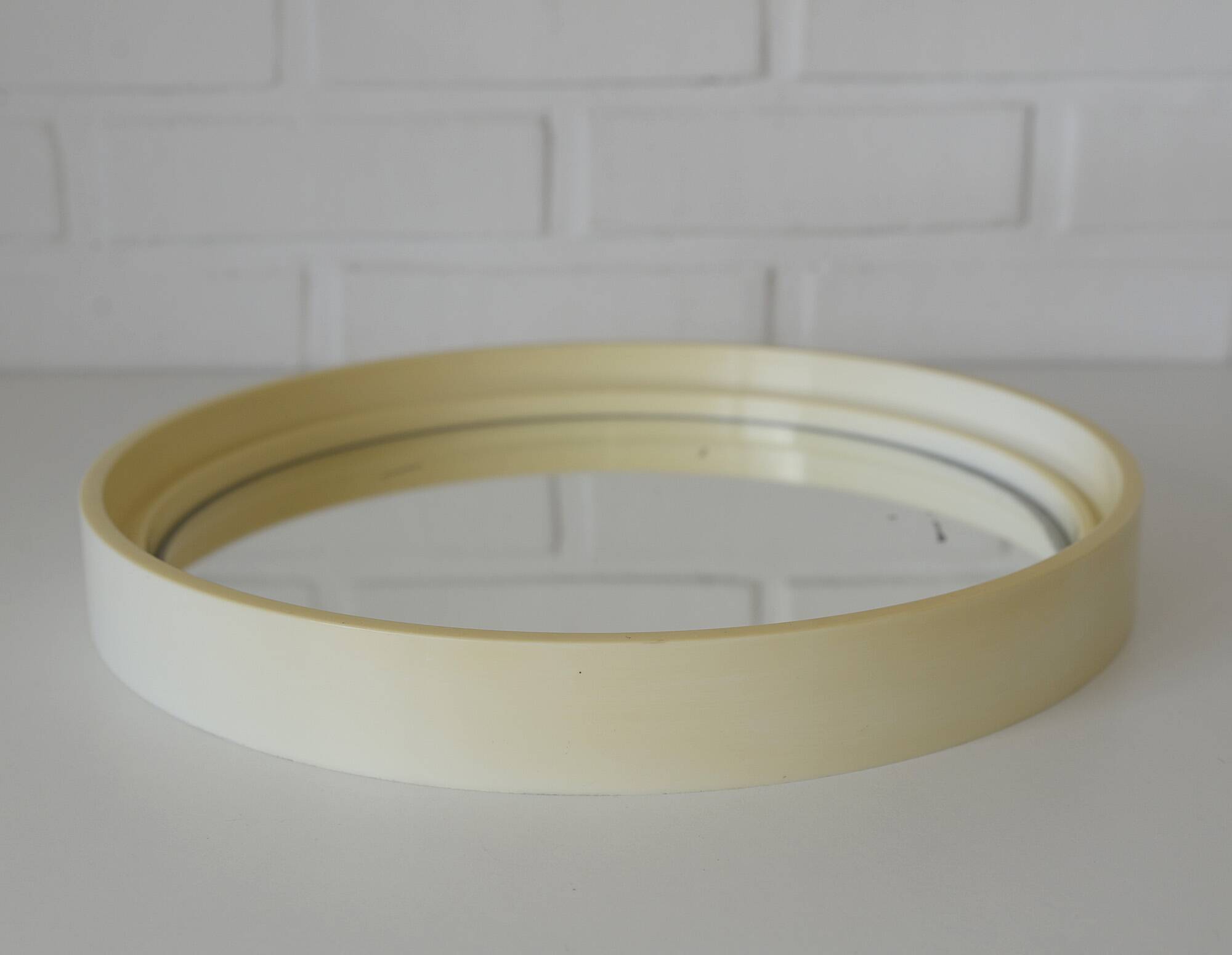 Miroir vintage : plastique blanc, Gilac France, années 1970