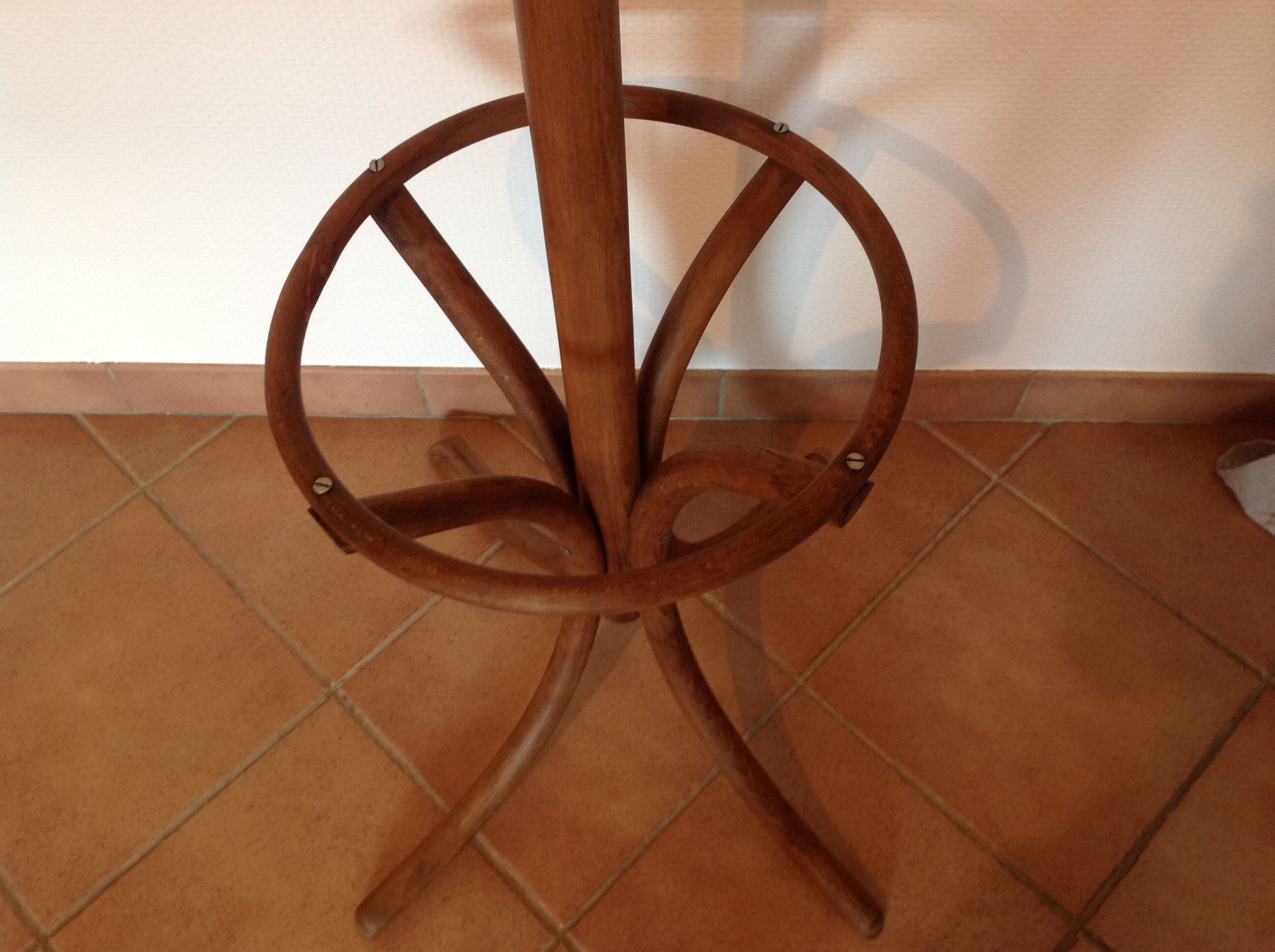Six-headed coat holder in curved wood vintage 40s-50s