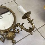 Wall Mirror Sconce Golden Pediment Candle Holder Chandelier France Louis Style