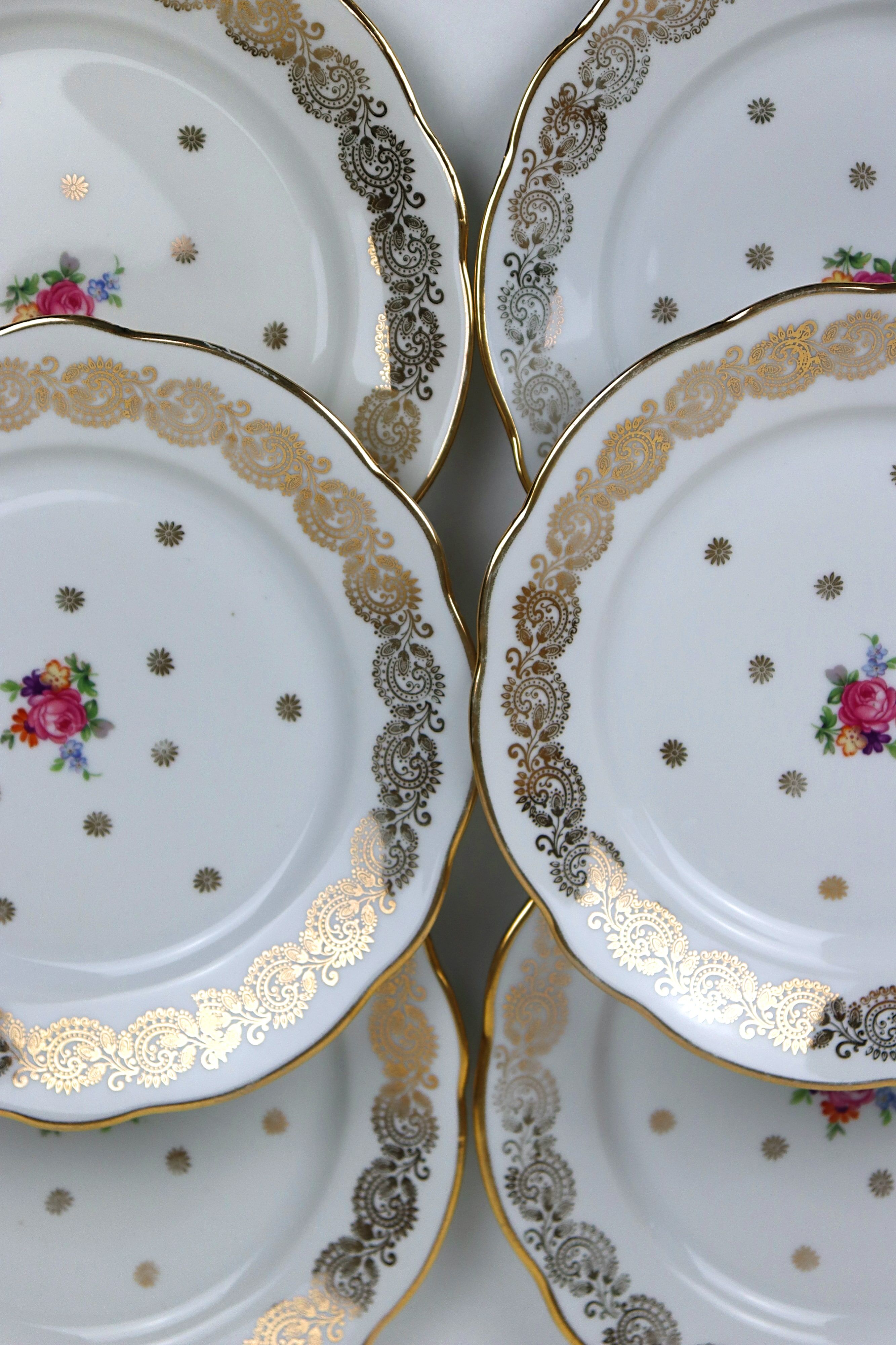 6 vintage porcelain dessert plates