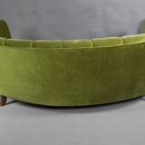 Danish curved velvet banana sofa, 1950