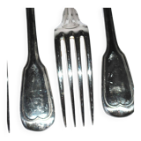 Sfam set of 6 table forks in silver metal chinon fillet 21.5cm