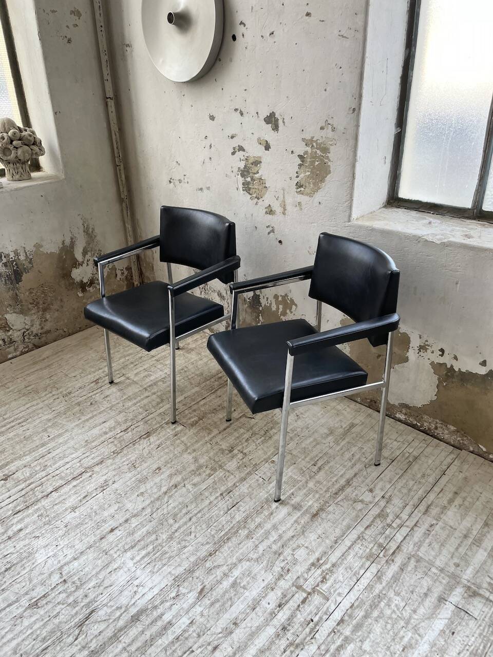 Pair of chrome office chairs