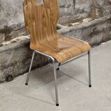 1960s chair in curved plywood on stainless steel base