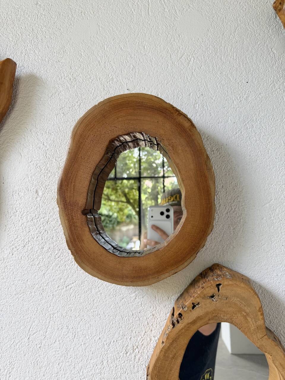 Set de 4 miroirs organiques brutalistes en bois années 50