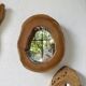 Set de 4 miroirs organiques brutalistes en bois années 50