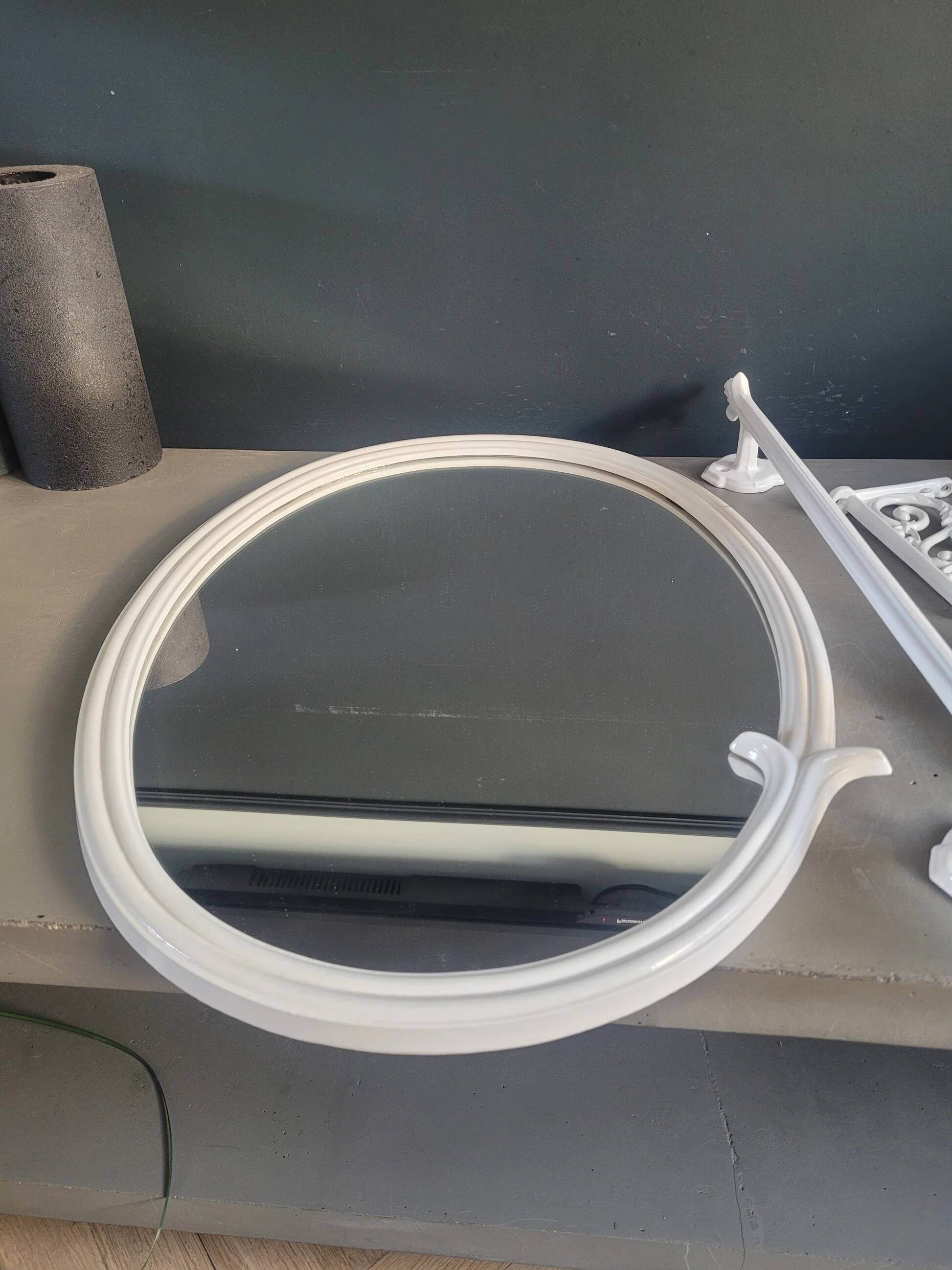 White enameled cast iron bathroom set