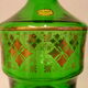 Liquor/digestive service in green and gold glass DELPRETE