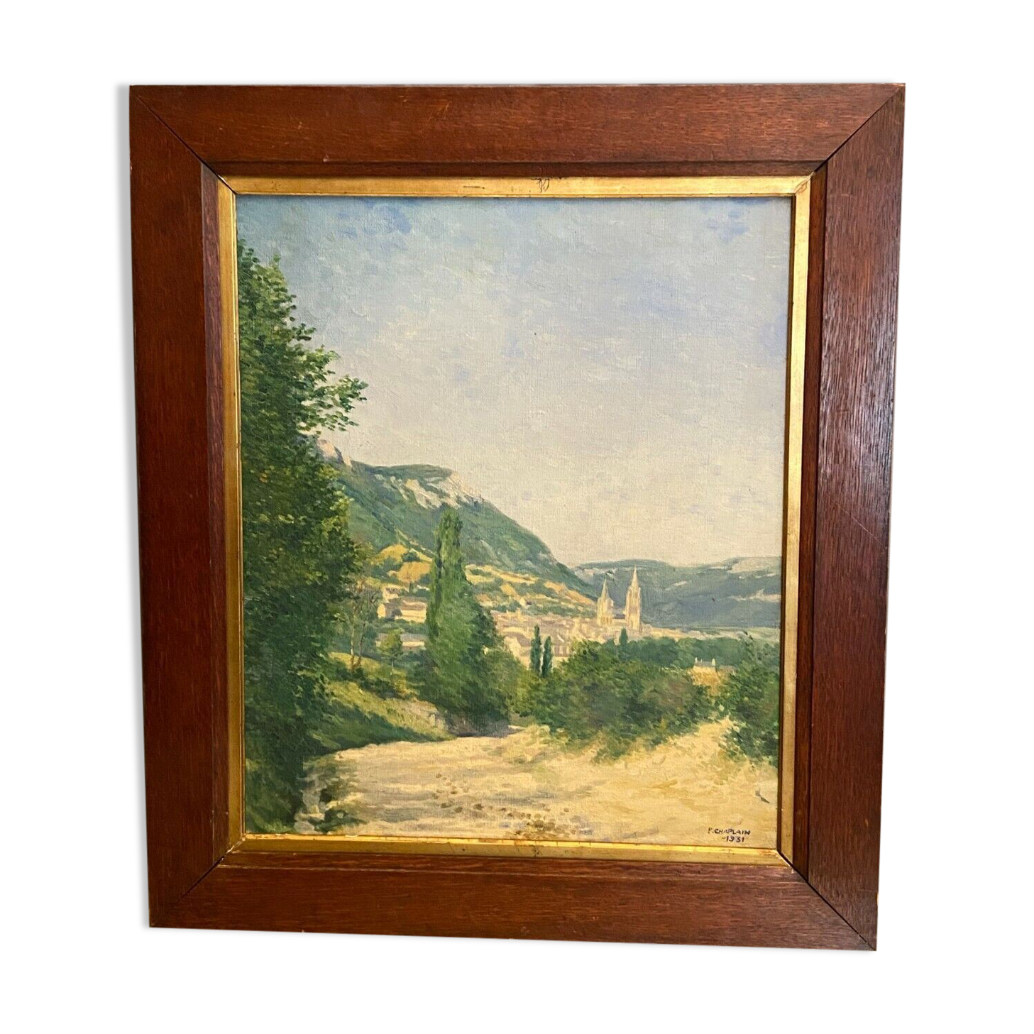 Oil painting on canvas Provencal landscape signed P. Chaplain 1931