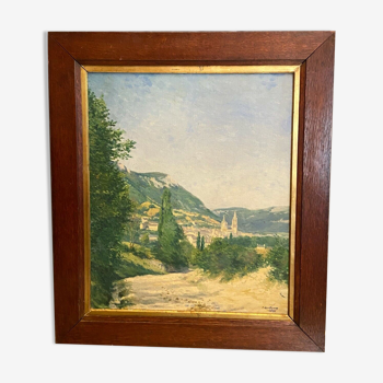 Tableau huile sur toile paysage provençal signé P. Chaplain 1931