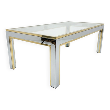 Table basse en métal chromé et doré par Romeo Rega des années 70
