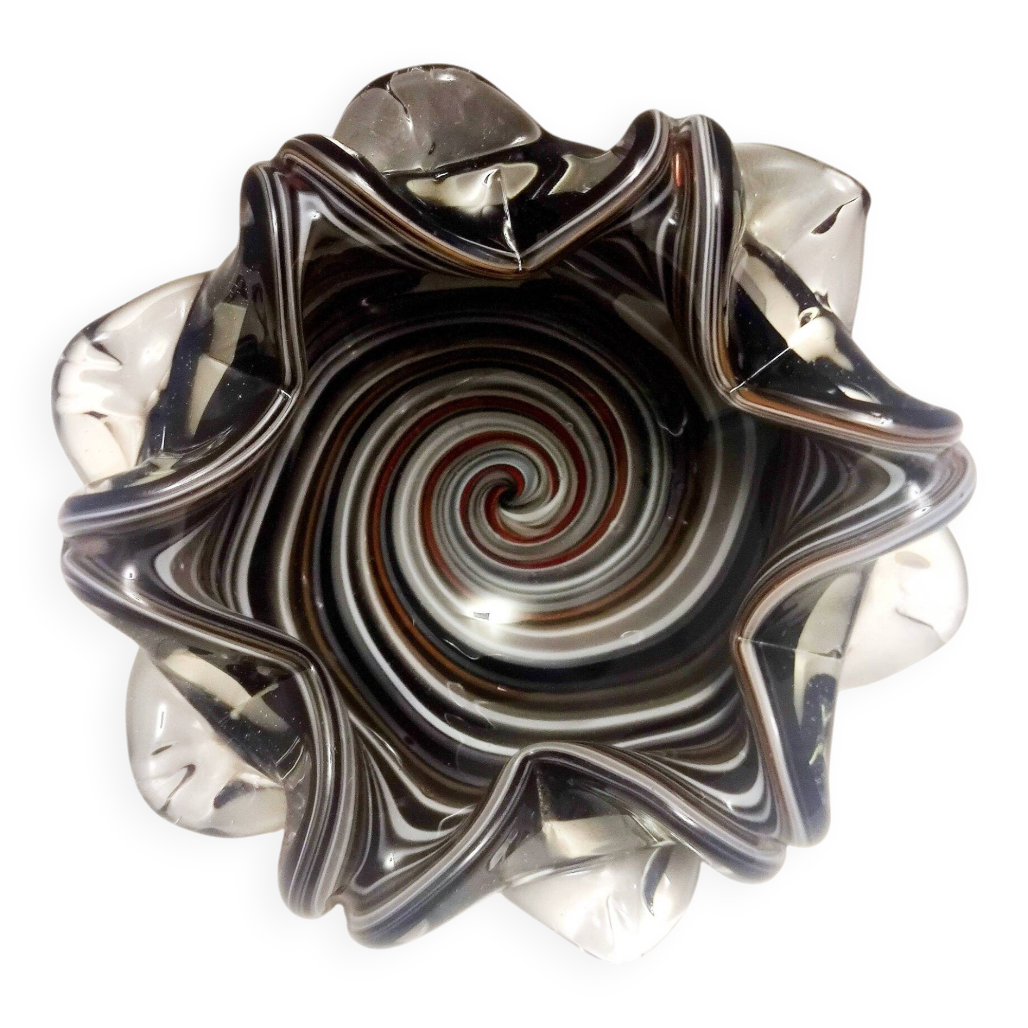 Black Murano Glass Ashtray - Trinket Bowl by Fratelli Toso