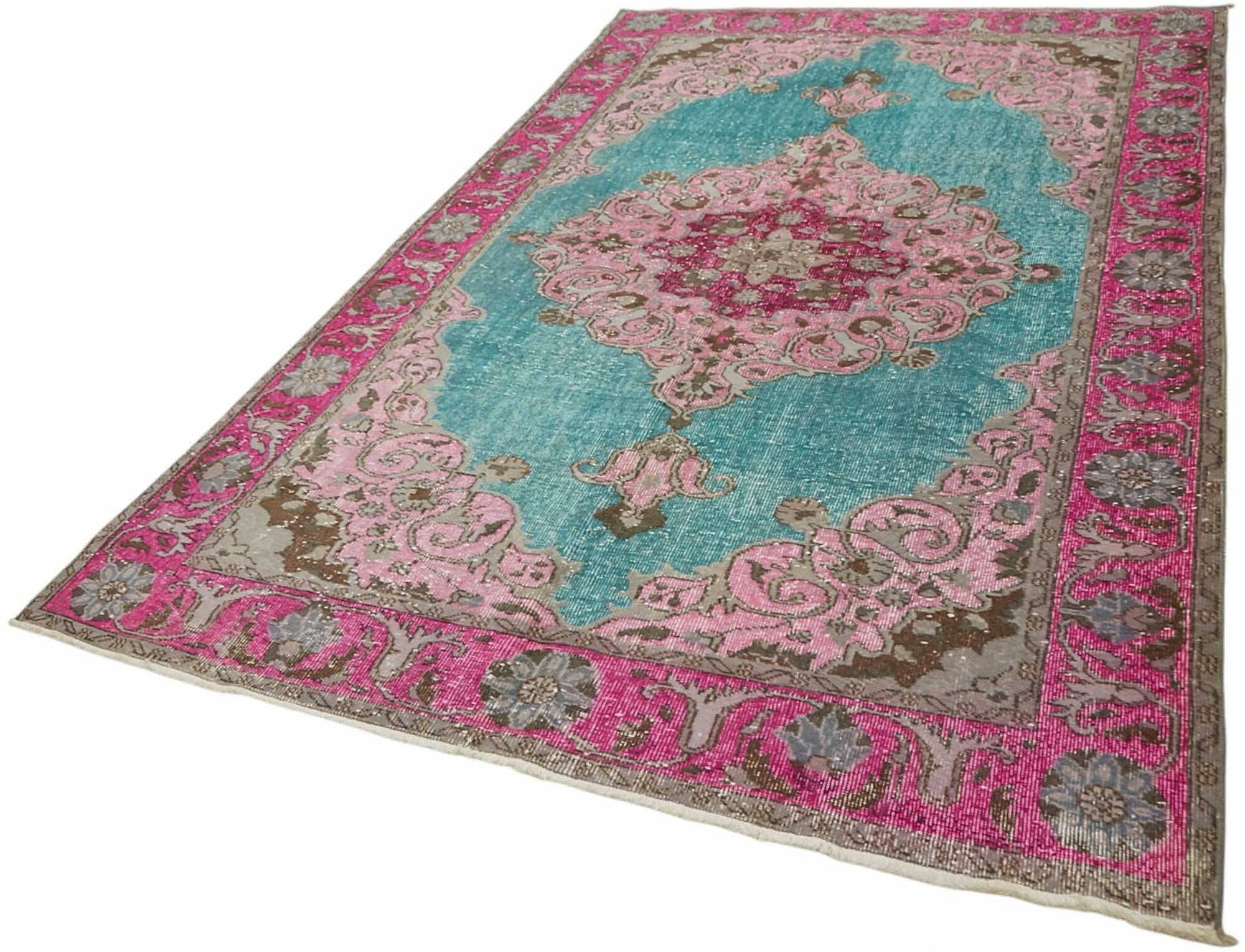 Overdyed Wool Vintage Handmade Carved Rug 178 cm x 295 cm