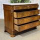 Napoleon III commode in walnut, fir and white marble from the 19th century.