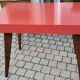 Table formica red foot compass