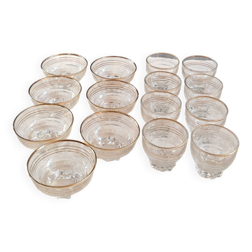 Vintage glassware set with gold rims – 1960s