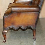 Victorian restored George II style high-back leather canapé
