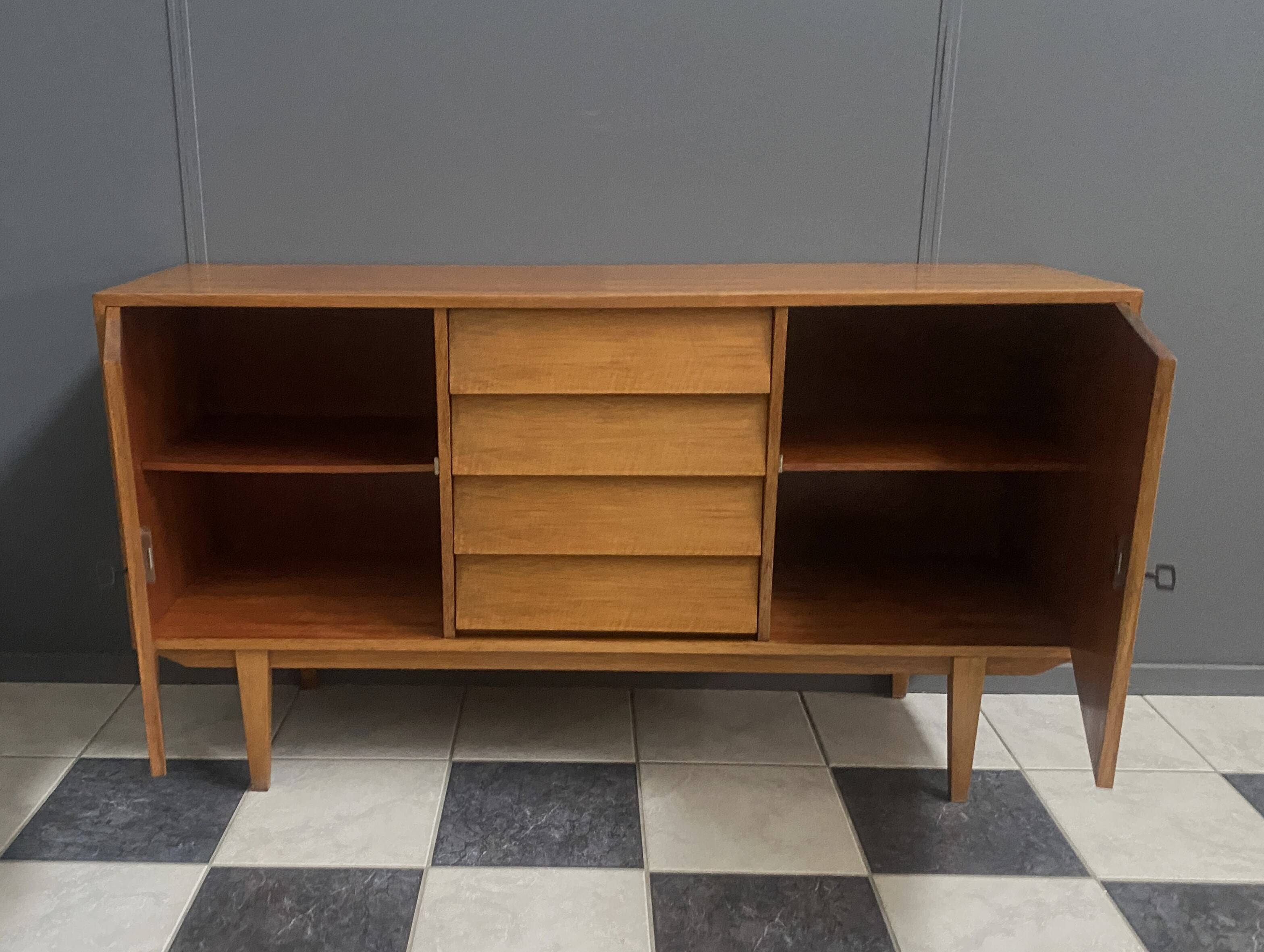 wood sideboard 1960s 2 doors and 4 drawers in the middle