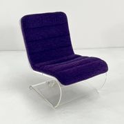 Fauteuil Space Age en plexiglas avec coussin mauve, 1970