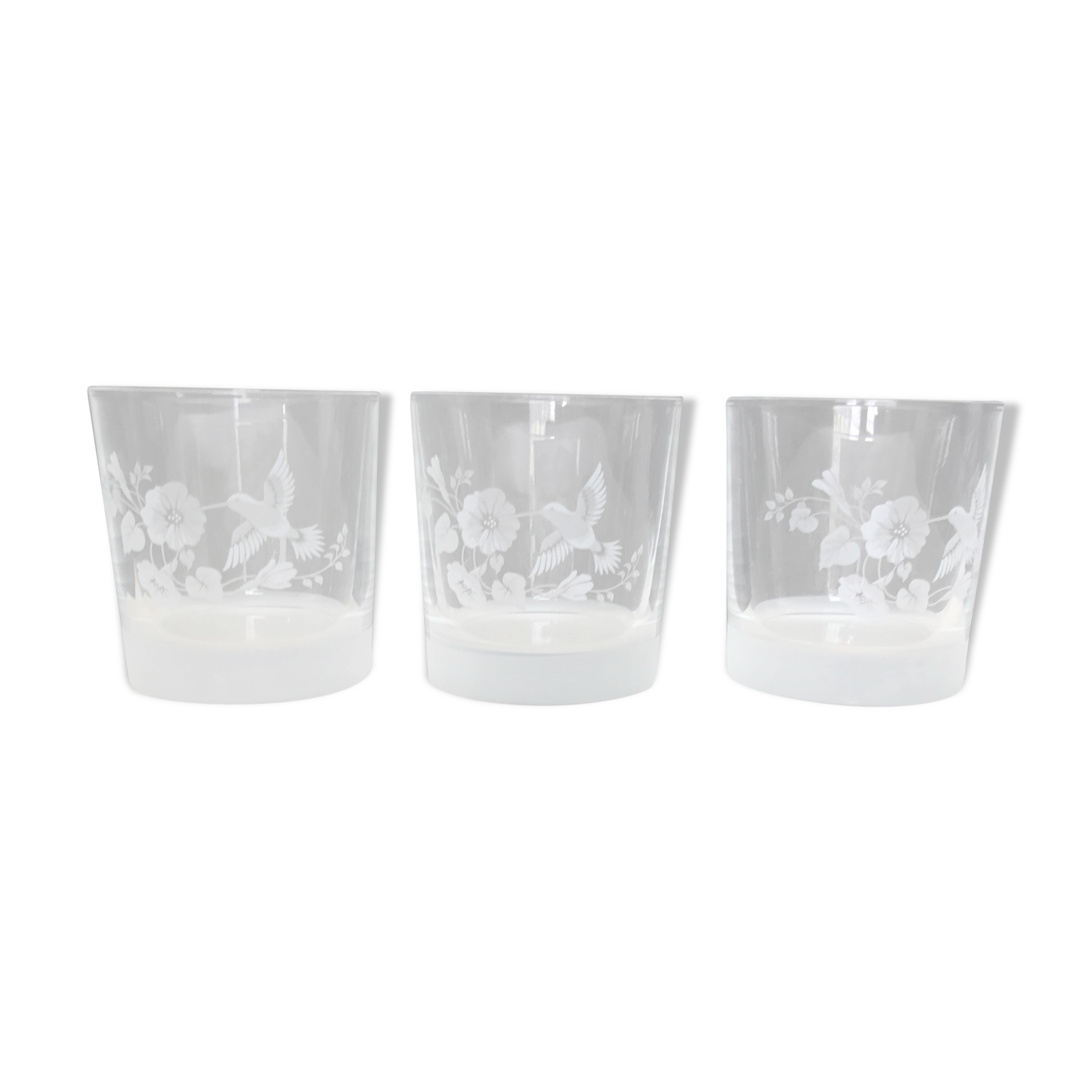 Set of three crystal whiskey glasses