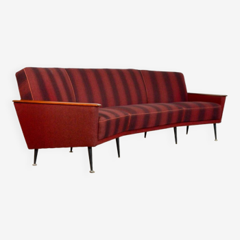 Vintage curved sofa Teak 1950