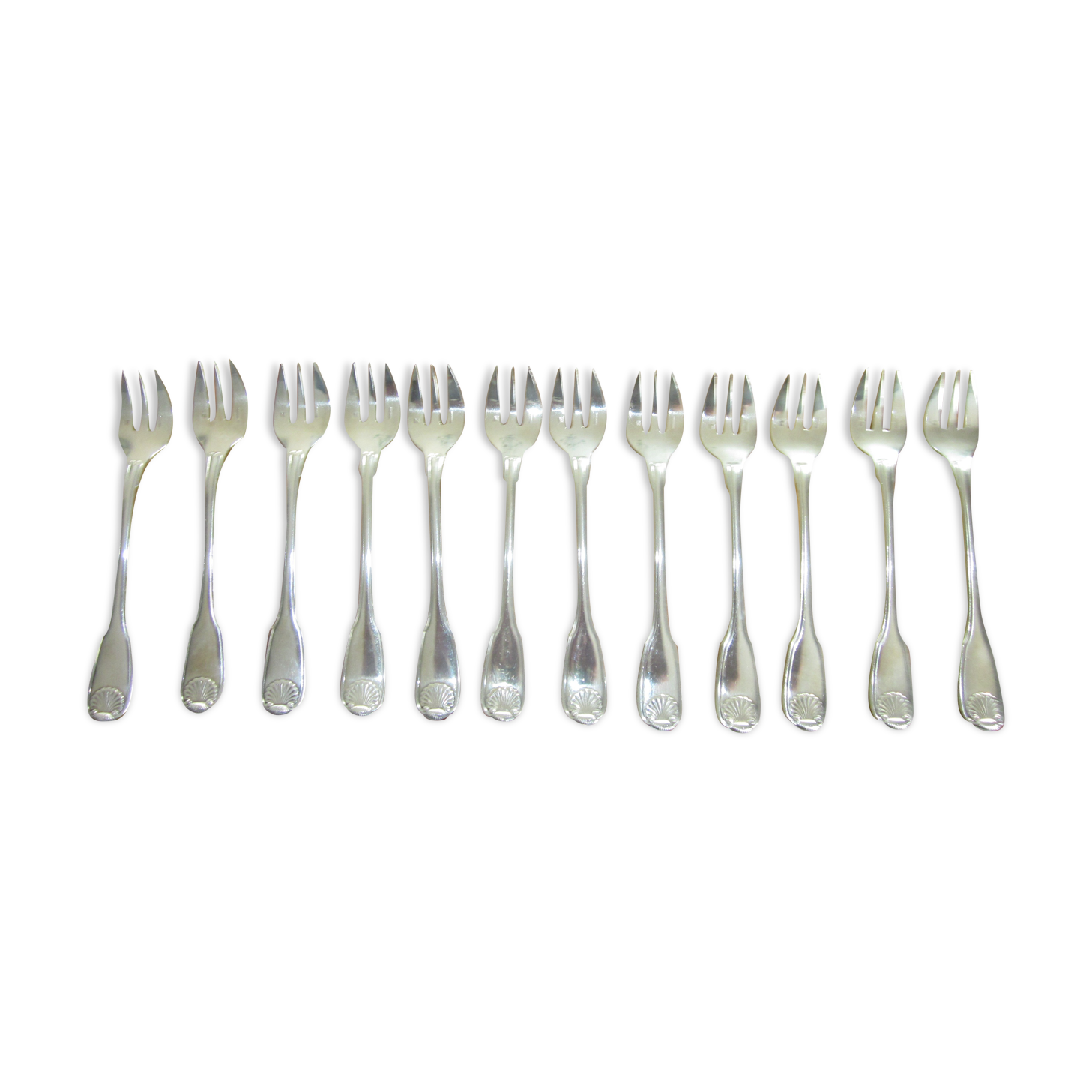 12 forks with cake christofle model shell