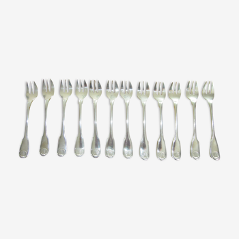 12 forks with cake christofle model shell