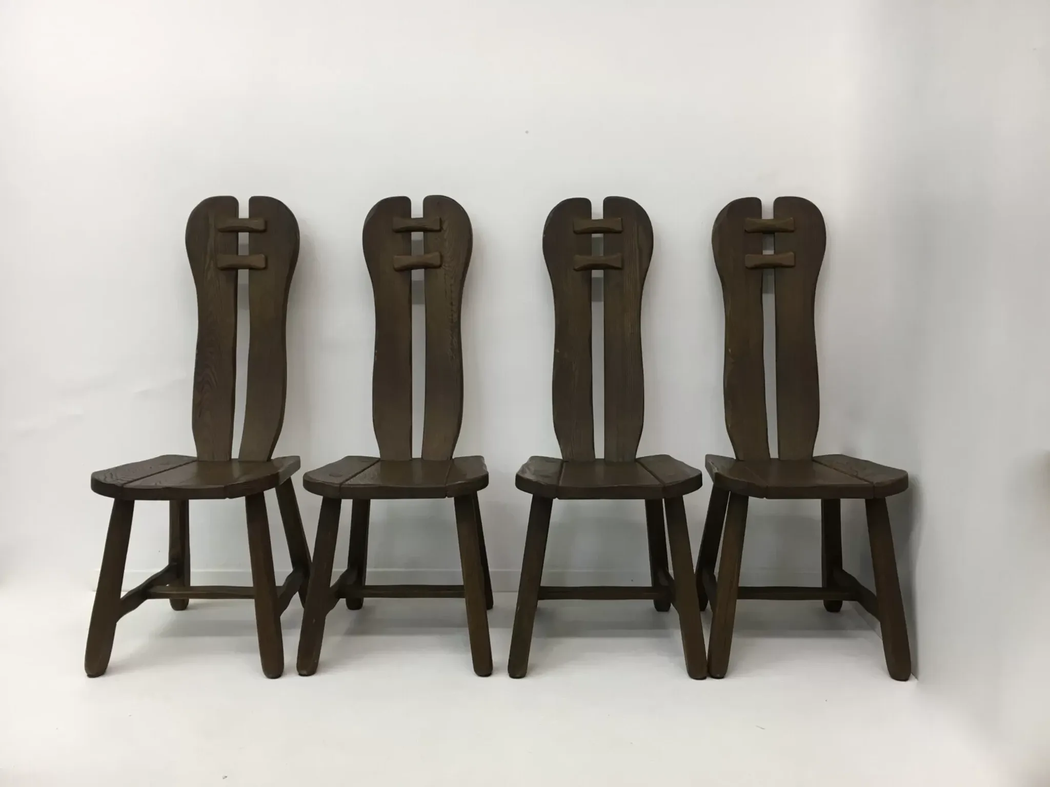 Set of 4 Belgian brutalist dining chairs from De Puydt, 1970s