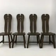 Set of 4 Belgian brutalist dining chairs from De Puydt, 1970s