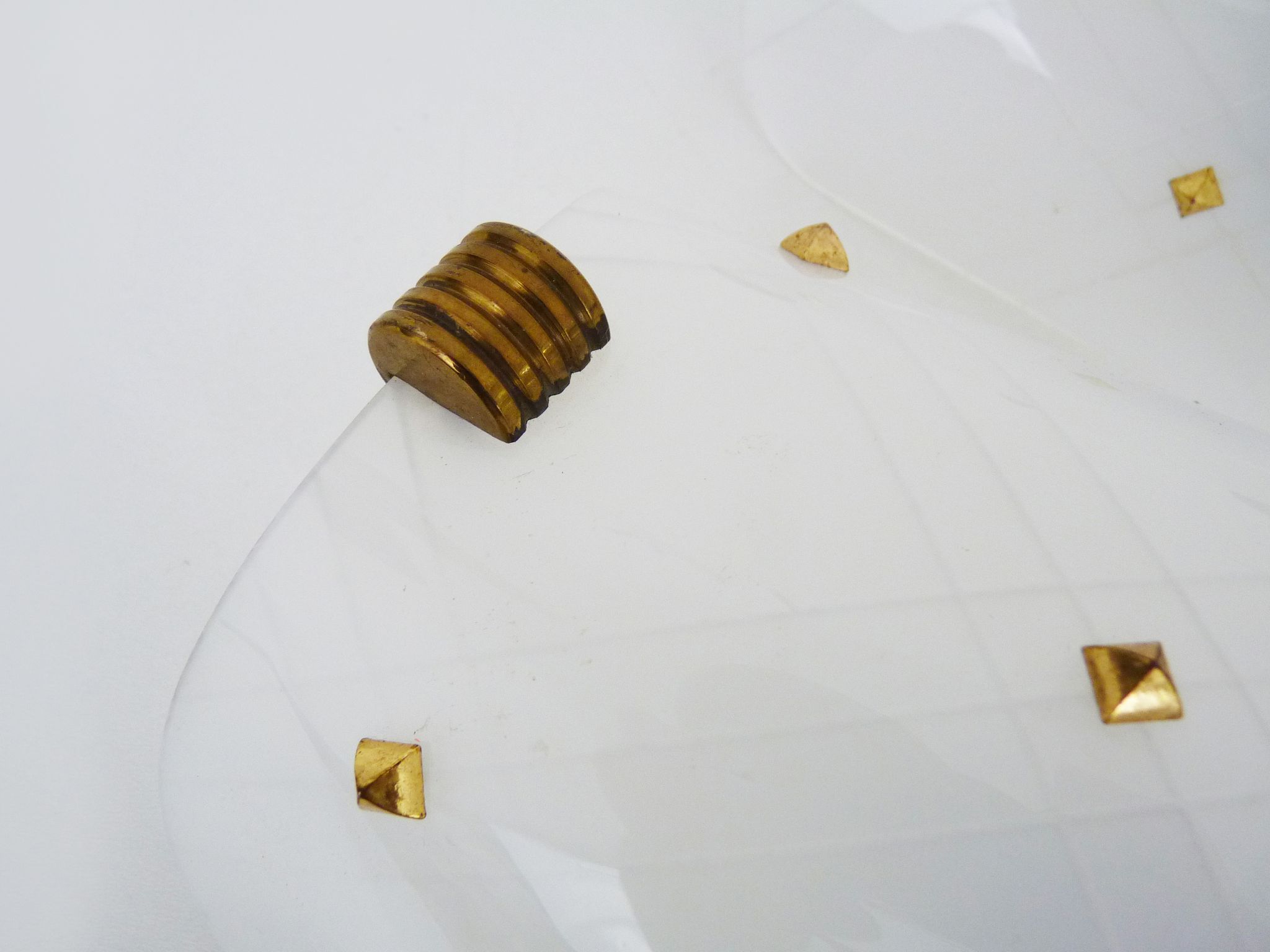 Pair of vintage wall lamps in Plexiglas and Rockabilly brass. Year 50