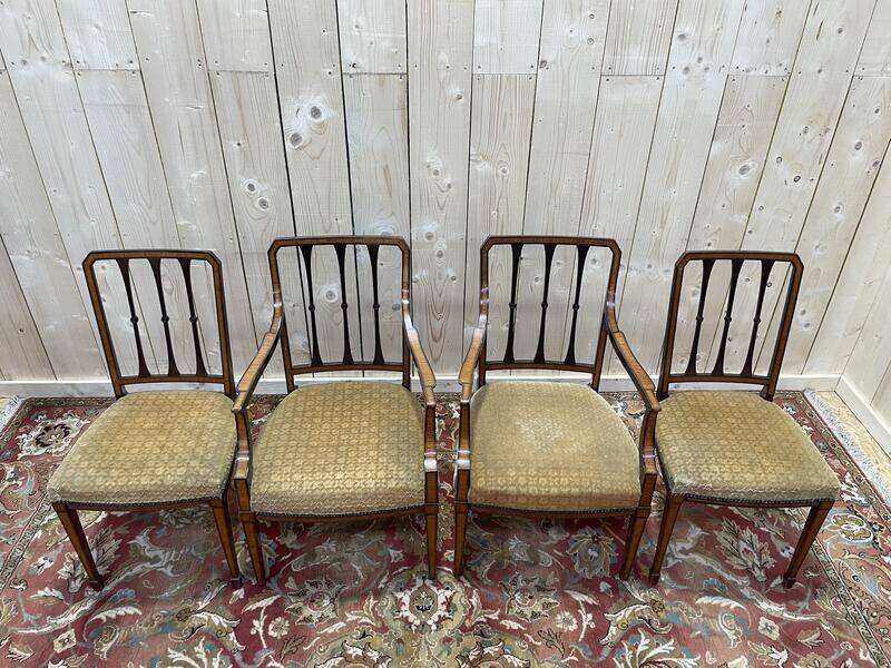 Paire de fauteuils et paire de chaises anglaises