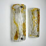 Pair of Mazzega wall lamps, orange Murano blown glass, Italy, 1960