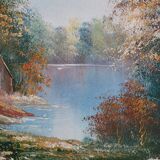 Canvas Painting House by the Lake