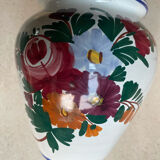 Antique Bulbous Vase in Earthenware Numbered – Hand-Painted Floral Decoration