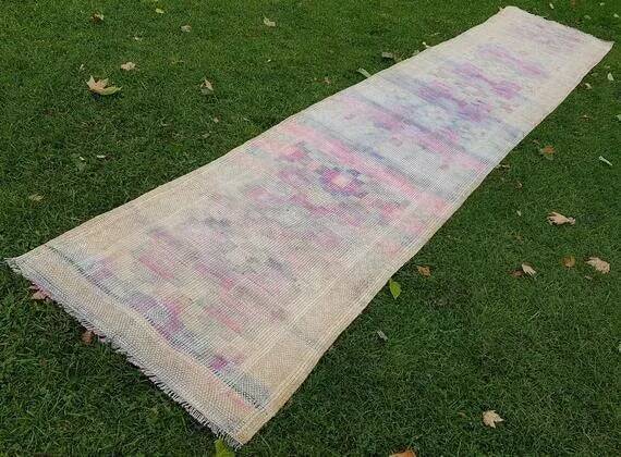 Vintage Turkish hallway rug 92x492 cm