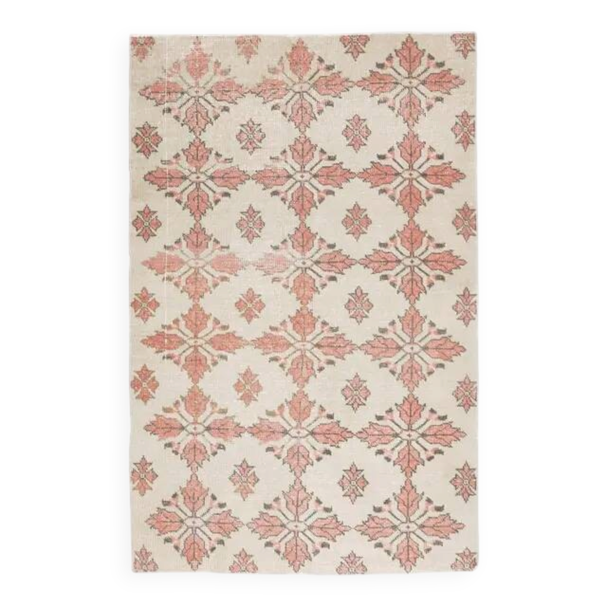 1970s Turkish Oushak Handmade Wool Cotton Beige Area Rug 134x211