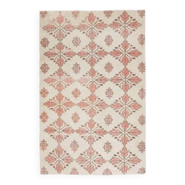 1970s Turkish Oushak Handmade Wool Cotton Beige Area Rug 134x211