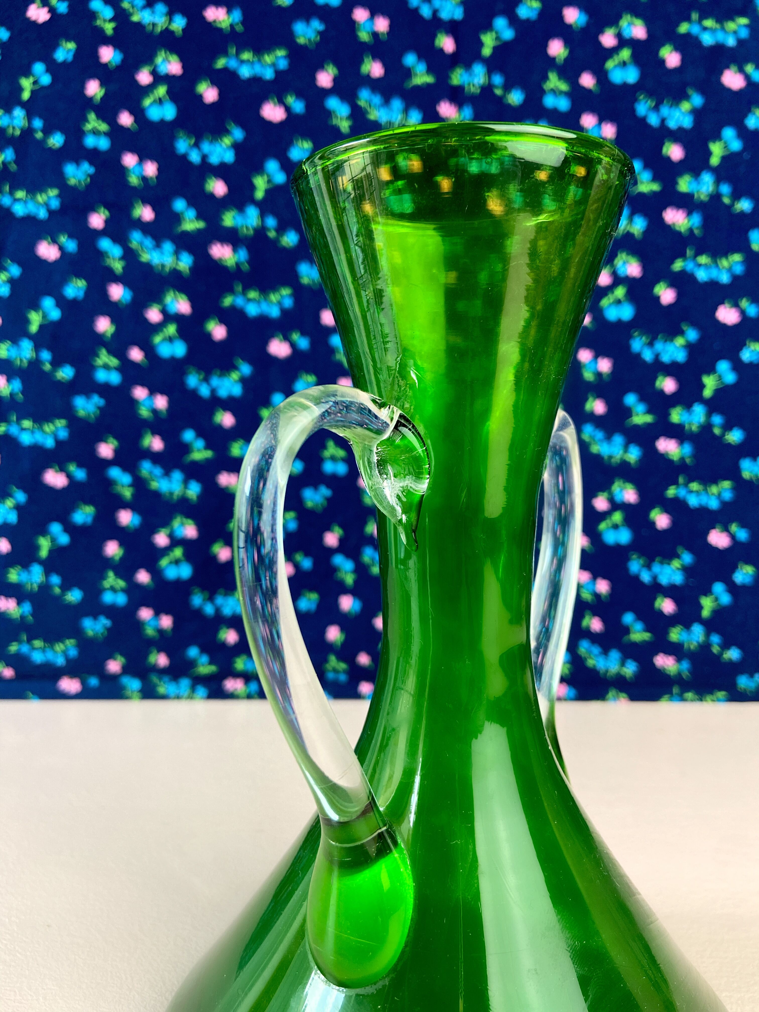 Green glass vase from the 50s